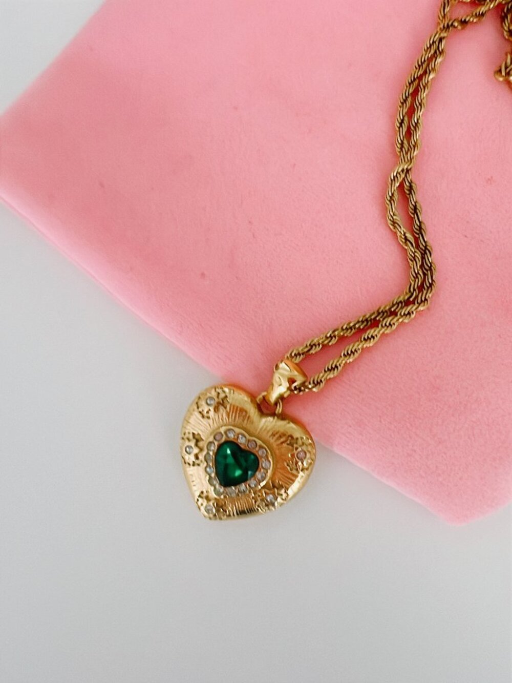 Flanerie Heart Pendant Necklace with Green CZ Stone